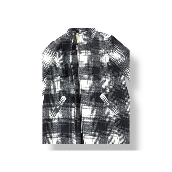 LOFT Plus Black White Plaid Wool Blend Coat Women’s Size 14 Winter Jacket - Picture 4 of 7
